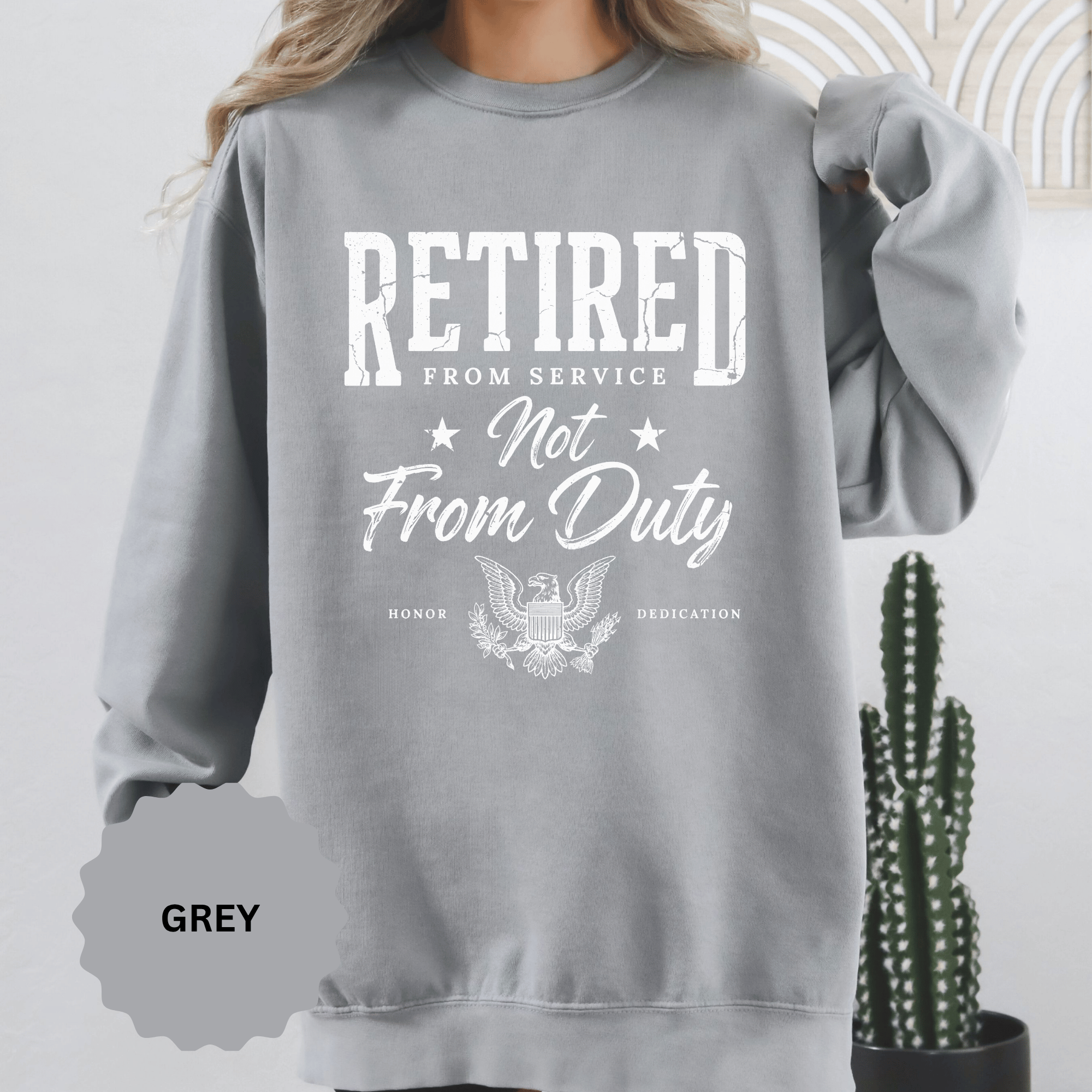 Retired From Service Not From Duty Sweatshirt, Military Retirement Crewneck, Veteran Gift, Patriotic Eagle Veterans Day Pullover for Retiree