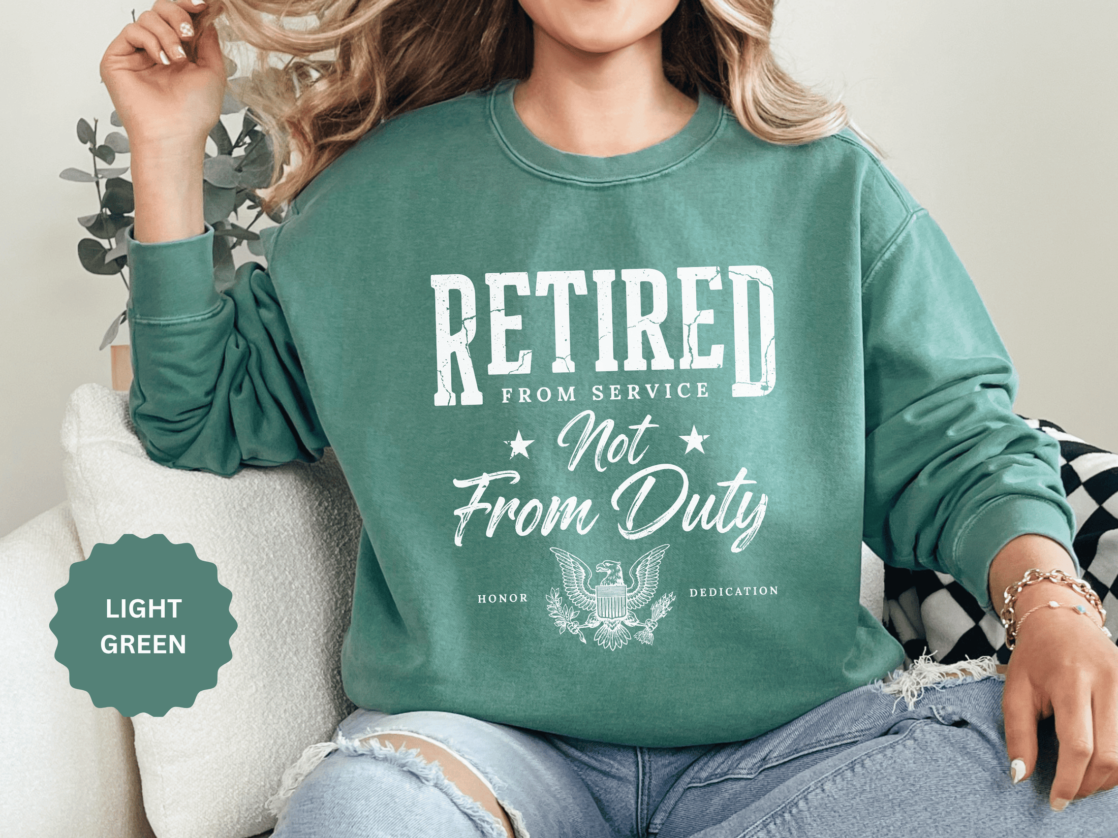 Retired From Service Not From Duty Sweatshirt, Military Retirement Crewneck, Veteran Gift, Patriotic Eagle Veterans Day Pullover for Retiree