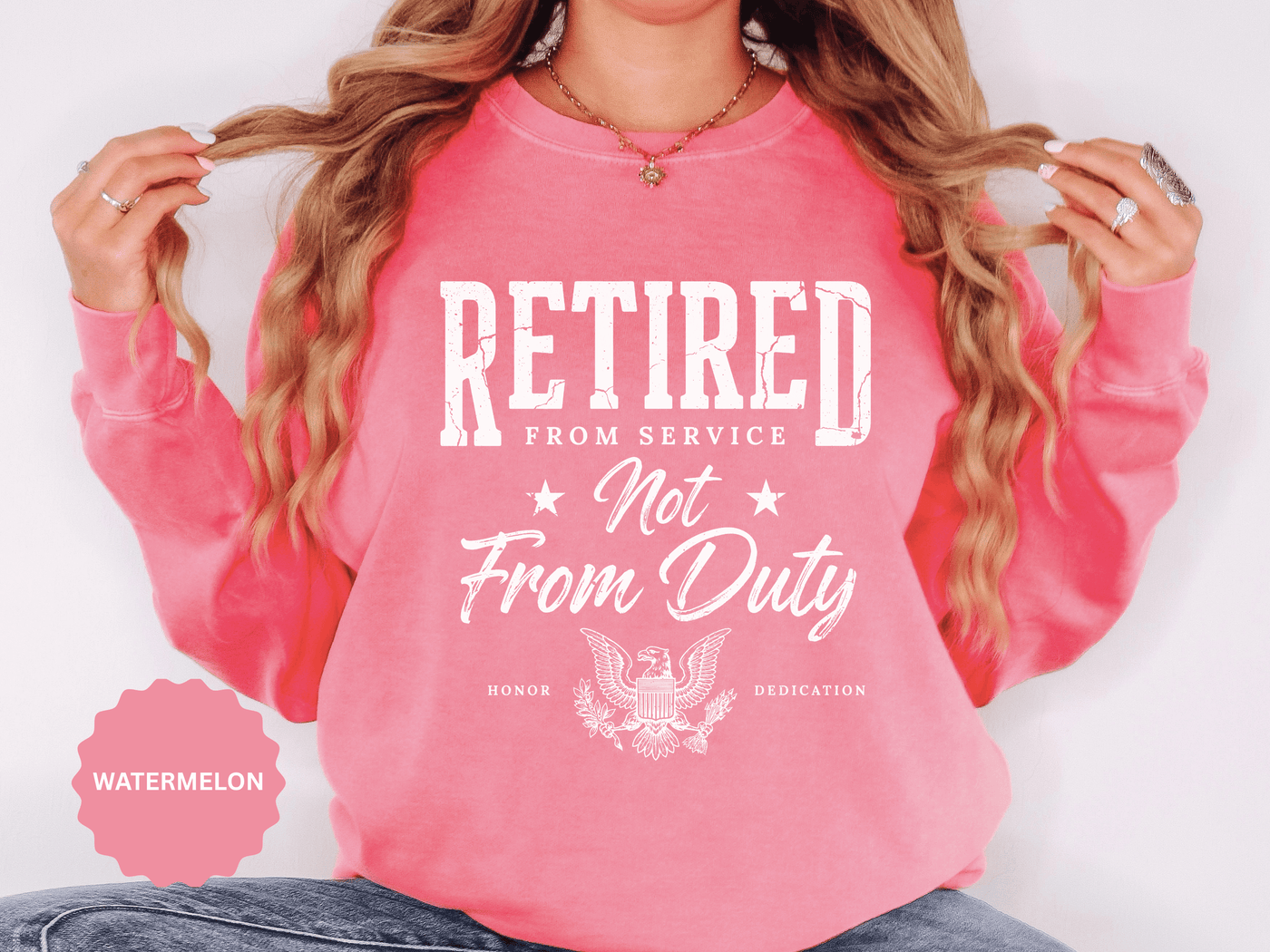 Retired From Service Not From Duty Sweatshirt, Military Retirement Crewneck, Veteran Gift, Patriotic Eagle Veterans Day Pullover for Retiree
