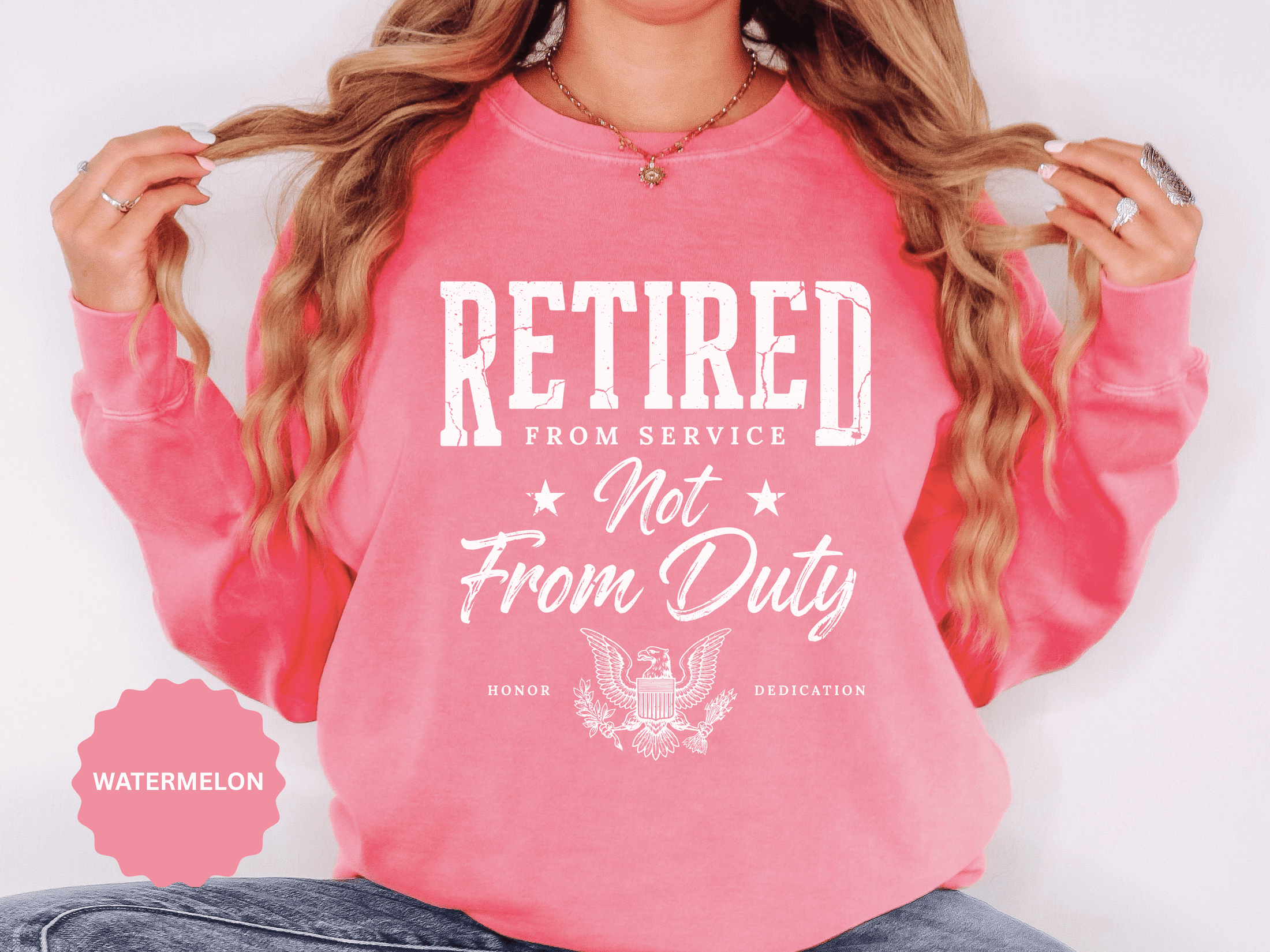 Retired From Service Not From Duty Sweatshirt, Military Retirement Crewneck, Veteran Gift, Patriotic Eagle Veterans Day Pullover for Retiree