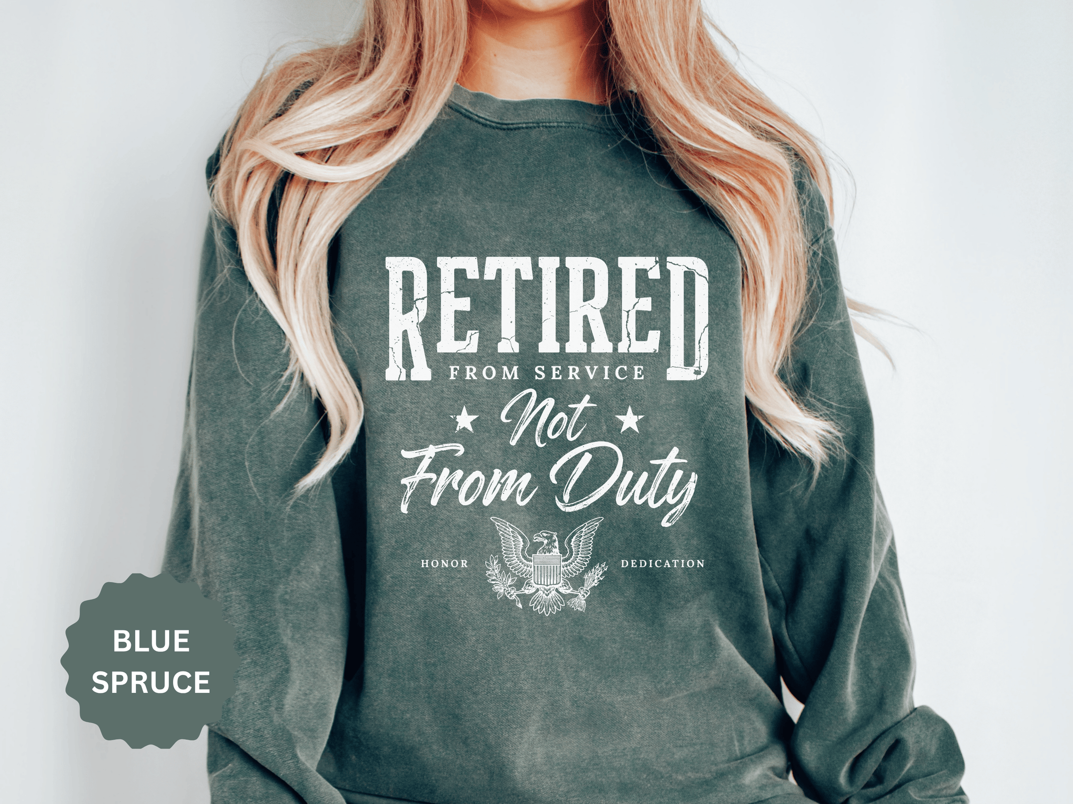 Retired From Service Not From Duty Sweatshirt, Military Retirement Crewneck, Veteran Gift, Patriotic Eagle Veterans Day Pullover for Retiree