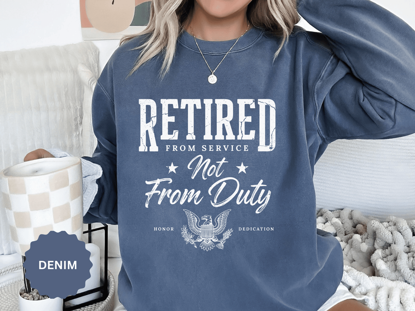 Retired From Service Not From Duty Sweatshirt, Military Retirement Crewneck, Veteran Gift, Patriotic Eagle Veterans Day Pullover for Retiree