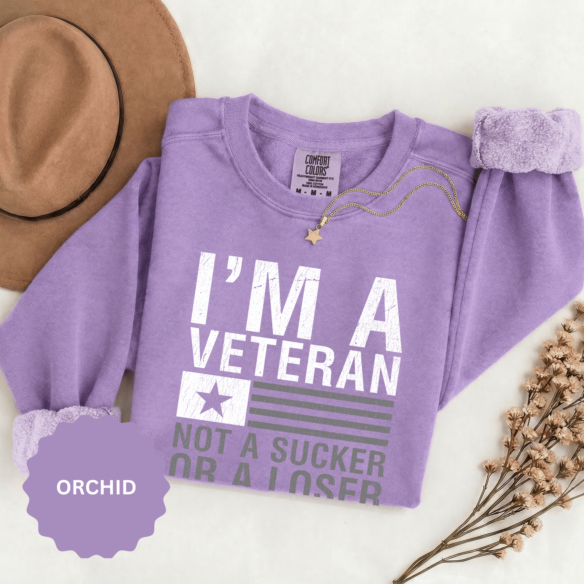 I'm a Veteran Not a Sucker or Loser Sweatshirt, Bold Military Crewneck, Patriotic Veteran Gift, Retired Soldier Veterans Day Pullover