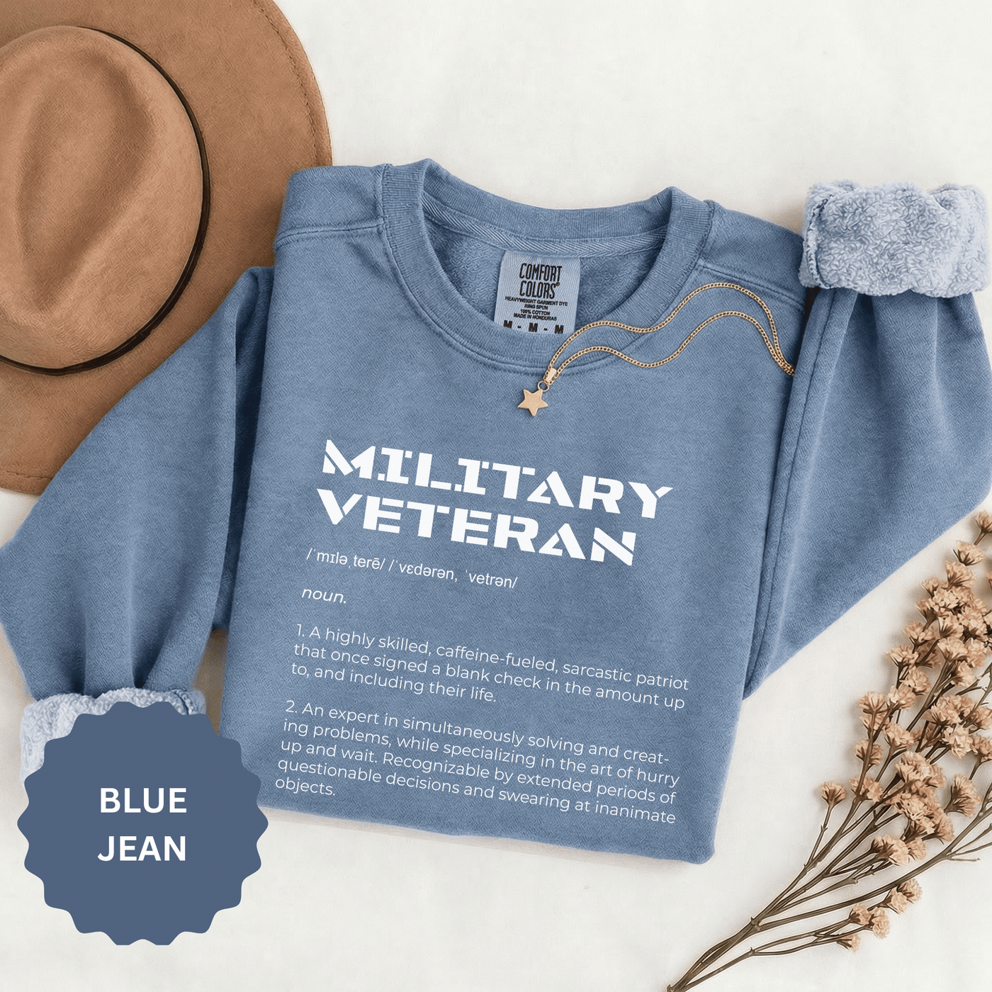 Military Veteran Definition Sweatshirt, Funny Veteran Crewneck, Sarcastic Armed Forces Gift, Retirement Pullover for Proud Service Member