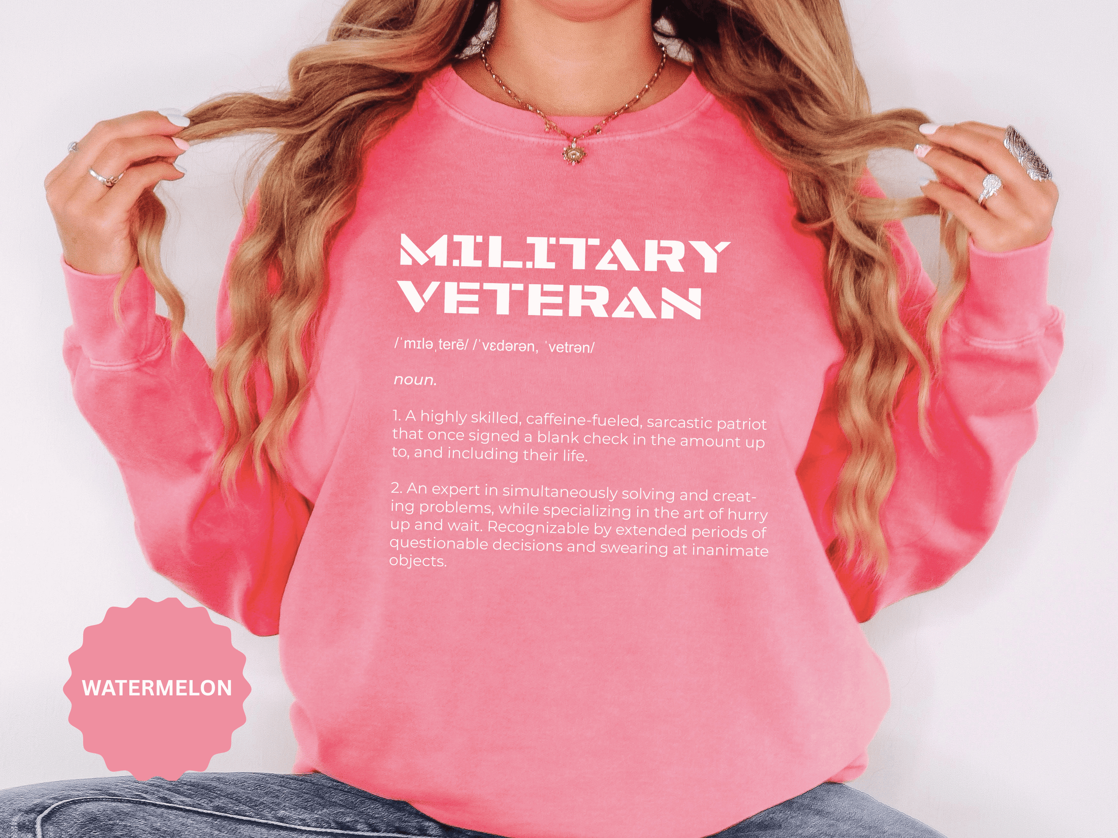 Military Veteran Definition Sweatshirt, Funny Veteran Crewneck, Sarcastic Armed Forces Gift, Retirement Pullover for Proud Service Member