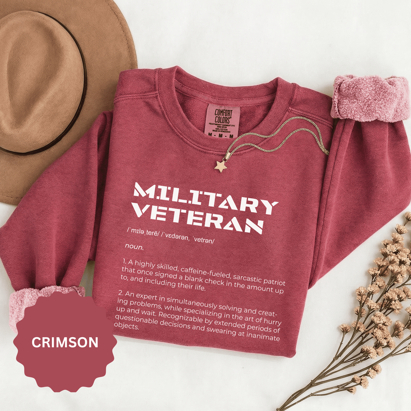 Military Veteran Definition Sweatshirt, Funny Veteran Crewneck, Sarcastic Armed Forces Gift, Retirement Pullover for Proud Service Member