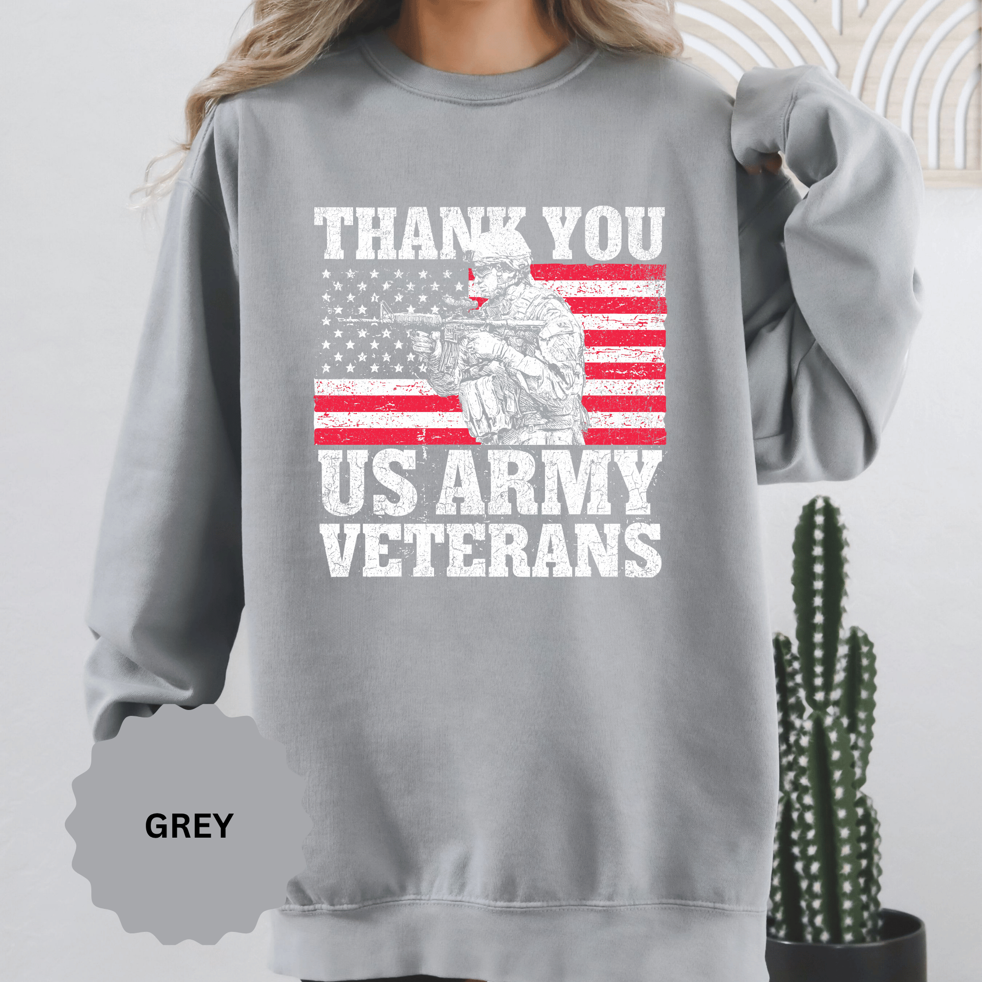 Thank You US Army Veterans Sweatshirt, Patriotic Soldier Crewneck, Military Appreciation Gift, American Flag Pullover for Veterans Day