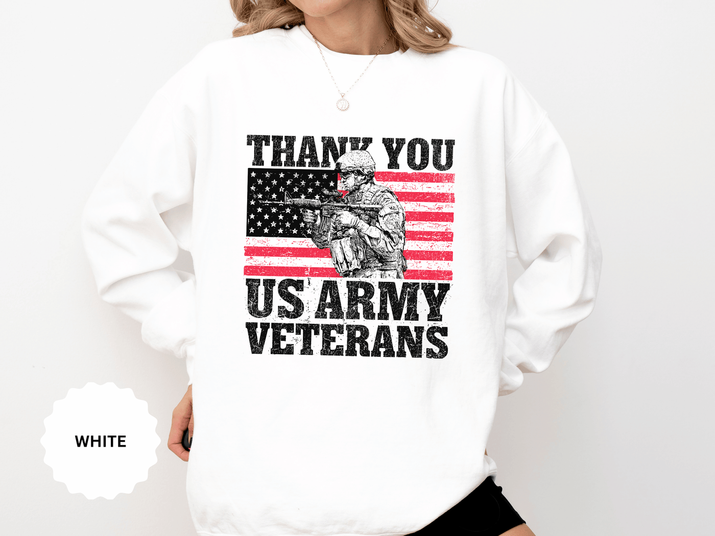 Thank You US Army Veterans Sweatshirt, Patriotic Soldier Crewneck, Military Appreciation Gift, American Flag Pullover for Veterans Day