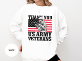 Thank You US Army Veterans Sweatshirt, Patriotic Soldier Crewneck, Military Appreciation Gift, American Flag Pullover for Veterans Day