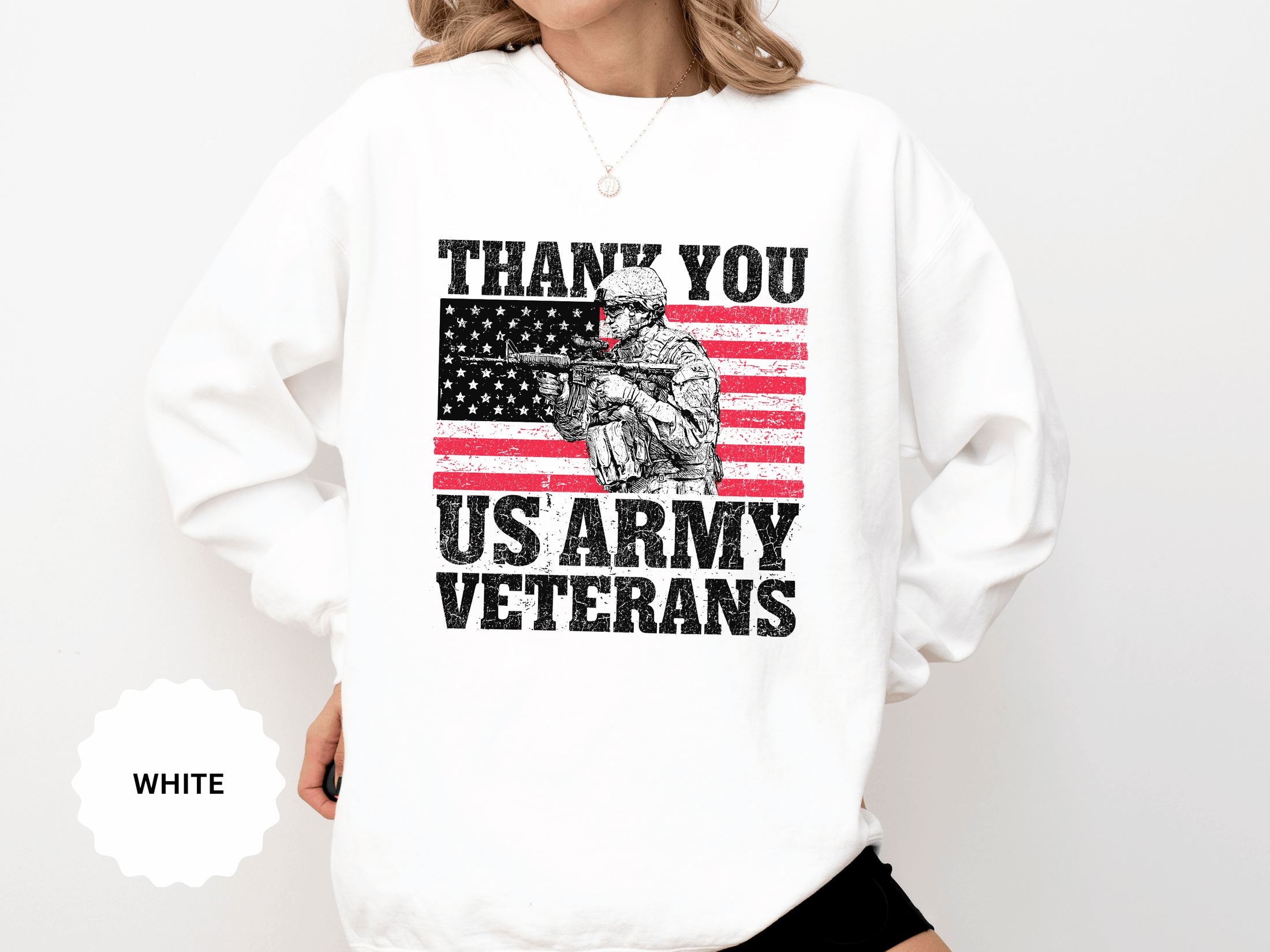 Thank You US Army Veterans Sweatshirt, Patriotic Soldier Crewneck, Military Appreciation Gift, American Flag Pullover for Veterans Day