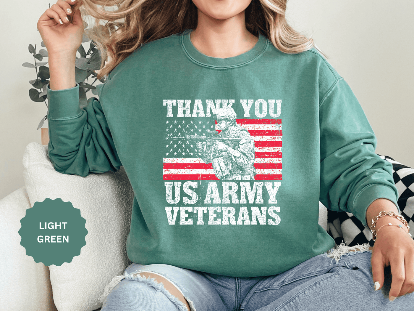 Thank You US Army Veterans Sweatshirt, Patriotic Soldier Crewneck, Military Appreciation Gift, American Flag Pullover for Veterans Day