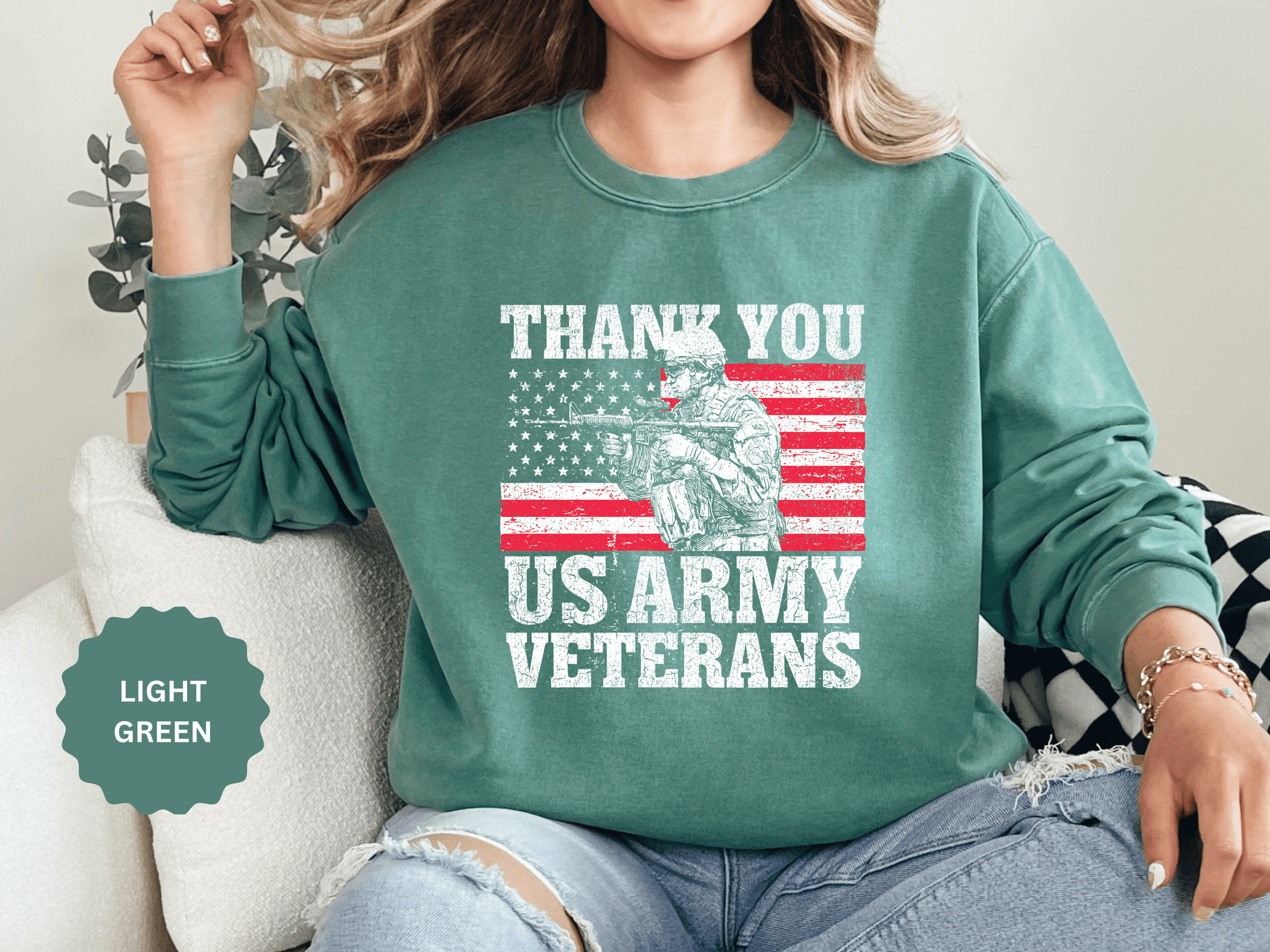 Thank You US Army Veterans Sweatshirt, Patriotic Soldier Crewneck, Military Appreciation Gift, American Flag Pullover for Veterans Day