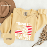 Thank You US Army Veterans Sweatshirt, Patriotic Soldier Crewneck, Military Appreciation Gift, American Flag Pullover for Veterans Day