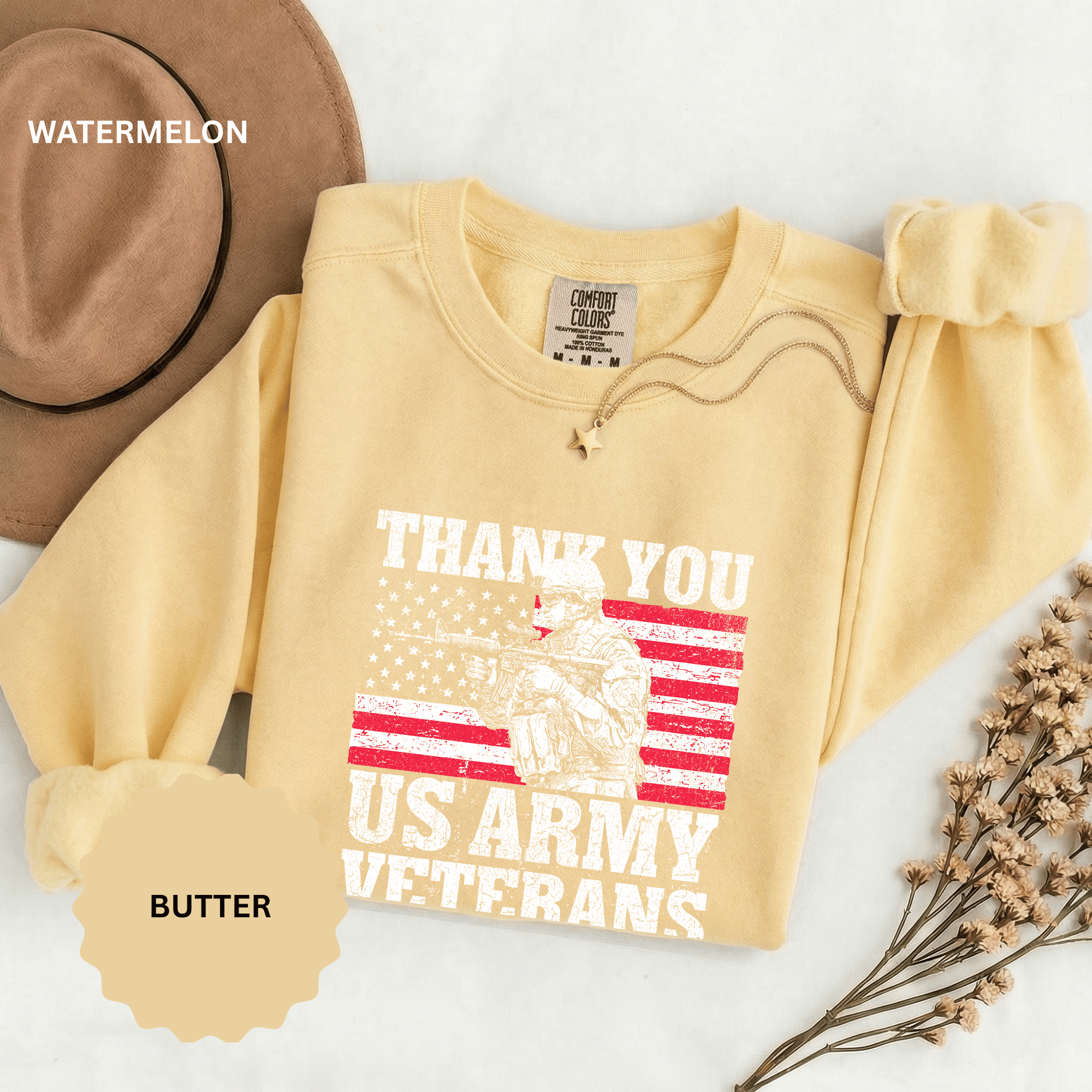 Thank You US Army Veterans Sweatshirt, Patriotic Soldier Crewneck, Military Appreciation Gift, American Flag Pullover for Veterans Day