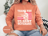 Thank You US Army Veterans Sweatshirt, Patriotic Soldier Crewneck, Military Appreciation Gift, American Flag Pullover for Veterans Day