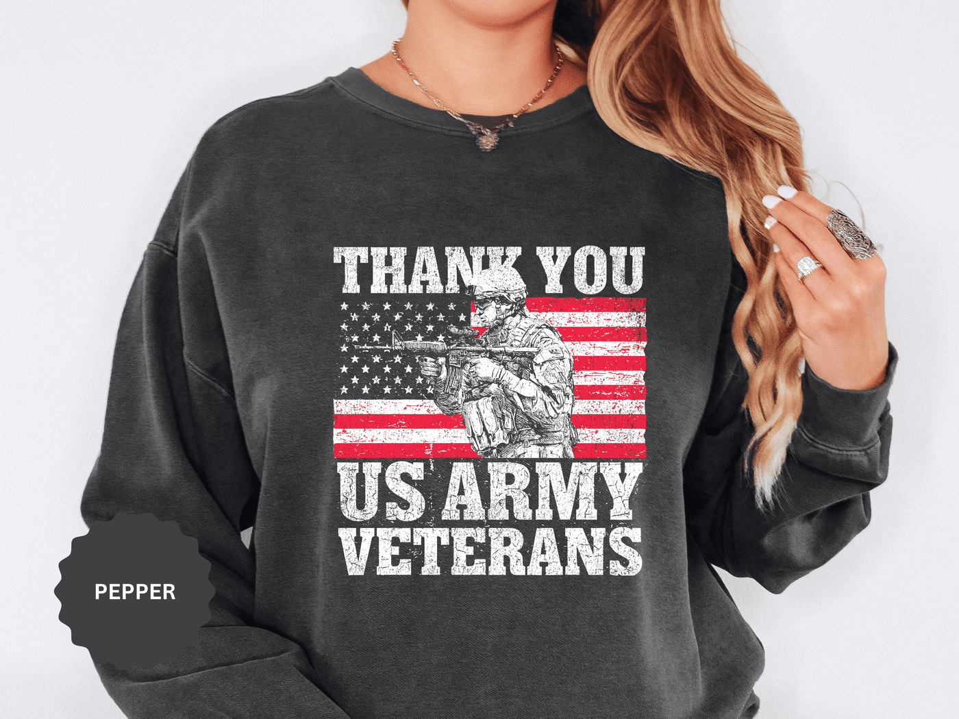 Thank You US Army Veterans Sweatshirt, Patriotic Soldier Crewneck, Military Appreciation Gift, American Flag Pullover for Veterans Day