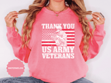 Thank You US Army Veterans Sweatshirt, Patriotic Soldier Crewneck, Military Appreciation Gift, American Flag Pullover for Veterans Day