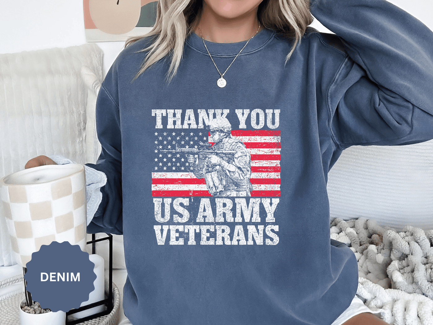 Thank You US Army Veterans Sweatshirt, Patriotic Soldier Crewneck, Military Appreciation Gift, American Flag Pullover for Veterans Day