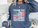Thank You US Army Veterans Sweatshirt, Patriotic Soldier Crewneck, Military Appreciation Gift, American Flag Pullover for Veterans Day