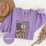 US Army Veteran Sweatshirt, American Flag Camo Crewneck, Military Dog Tag Pullover, Patriotic Soldier Gift, Retirement or Veterans Day Top
