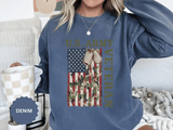 US Army Veteran Sweatshirt, American Flag Camo Crewneck, Military Dog Tag Pullover, Patriotic Soldier Gift, Retirement or Veterans Day Top