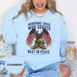 Honoring Those Who Served Sweatshirt, Military Memorial Crewneck, Fallen Soldier Tribute, Veteran Remembrance Gift, Patriotic Eagle Top
