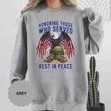 Honoring Those Who Served Sweatshirt, Military Memorial Crewneck, Fallen Soldier Tribute, Veteran Remembrance Gift, Patriotic Eagle Top