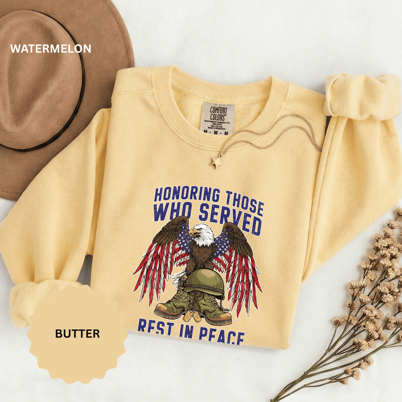 Honoring Those Who Served Sweatshirt, Military Memorial Crewneck, Fallen Soldier Tribute, Veteran Remembrance Gift, Patriotic Eagle Top