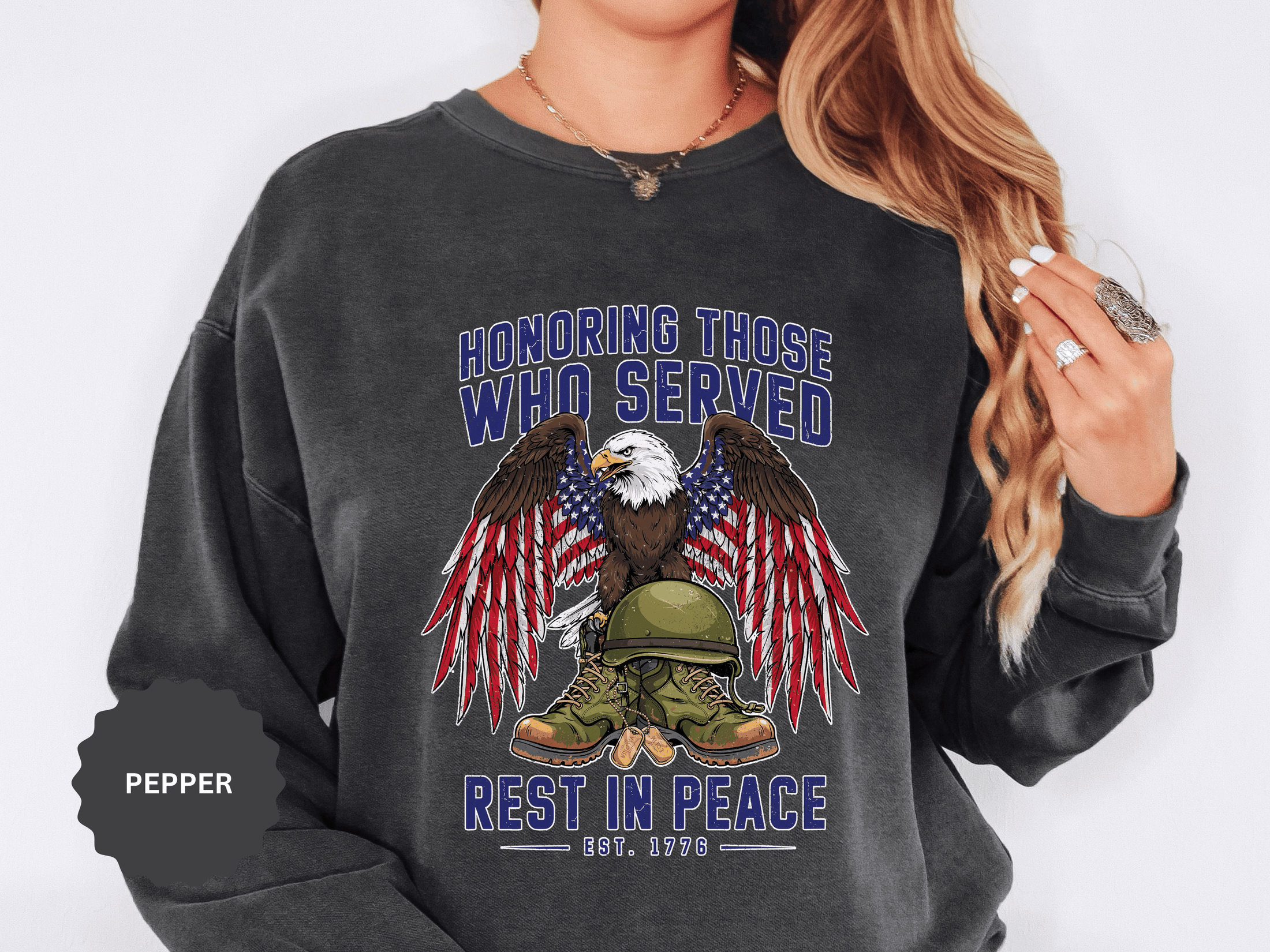 Honoring Those Who Served Sweatshirt, Military Memorial Crewneck, Fallen Soldier Tribute, Veteran Remembrance Gift, Patriotic Eagle Top