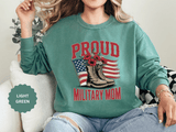Proud Military Mom Sweatshirt, Patriotic Army Mom Pullover, Gift for Military Mother, Deployment Homecoming Crewneck, Flag Floral Top