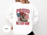 Proud Military Mom Sweatshirt, Patriotic Army Mom Pullover, Gift for Military Mother, Deployment Homecoming Crewneck, Flag Floral Top