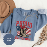 Proud Military Mom Sweatshirt, Patriotic Army Mom Pullover, Gift for Military Mother, Deployment Homecoming Crewneck, Flag Floral Top