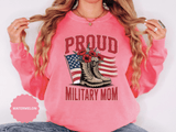 Proud Military Mom Sweatshirt, Patriotic Army Mom Pullover, Gift for Military Mother, Deployment Homecoming Crewneck, Flag Floral Top