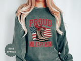 Proud Military Mom Sweatshirt, Patriotic Army Mom Pullover, Gift for Military Mother, Deployment Homecoming Crewneck, Flag Floral Top