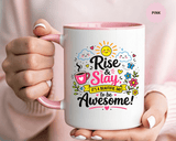Rise and Slay Motivational Mug, Positive Quote Coffee Cup, Inspirational Gift for Her, Coworker Encouragement, Morning Routine Drinkware