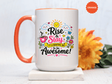 Rise and Slay Motivational Mug, Positive Quote Coffee Cup, Inspirational Gift for Her, Coworker Encouragement, Morning Routine Drinkware