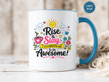 Rise and Slay Motivational Mug, Positive Quote Coffee Cup, Inspirational Gift for Her, Coworker Encouragement, Morning Routine Drinkware