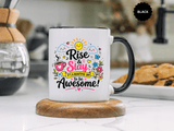 Rise and Slay Motivational Mug, Positive Quote Coffee Cup, Inspirational Gift for Her, Coworker Encouragement, Morning Routine Drinkware