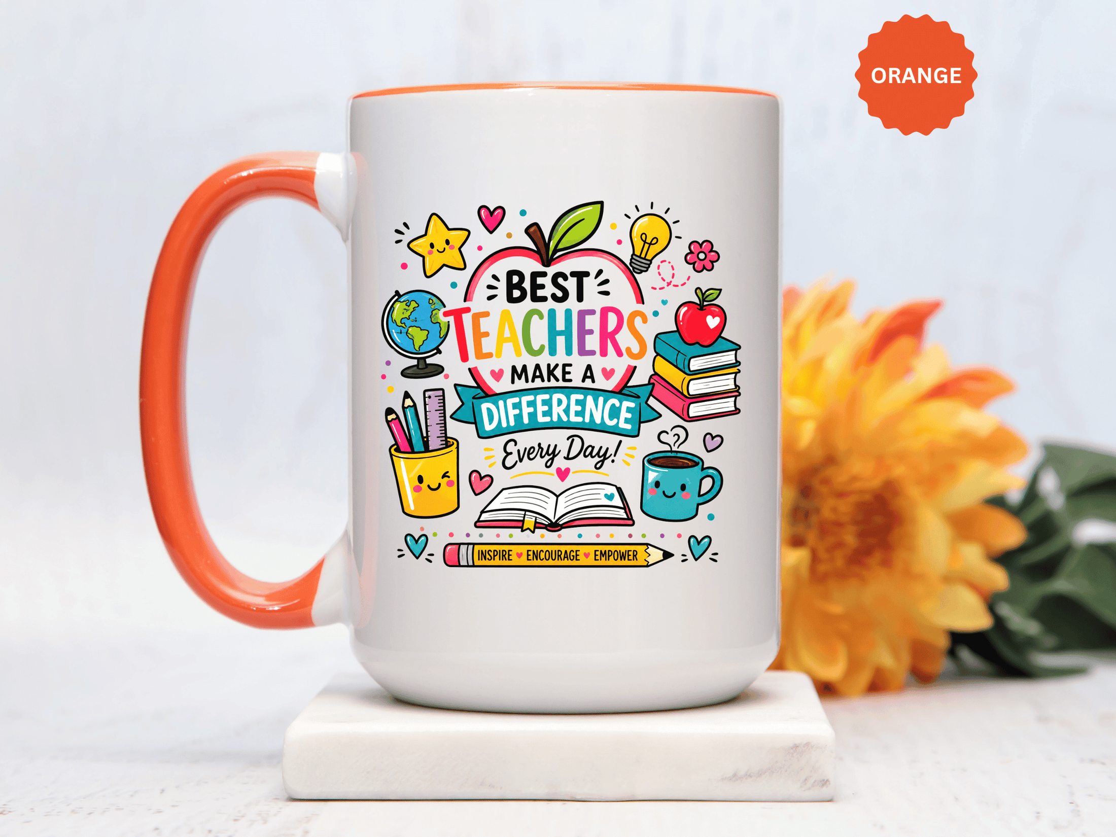Best Teacher Appreciation Mug, Teachers Make a Difference Coffee Cup, Thank You Gift for Educator, End of Year or Christmas Keepsake