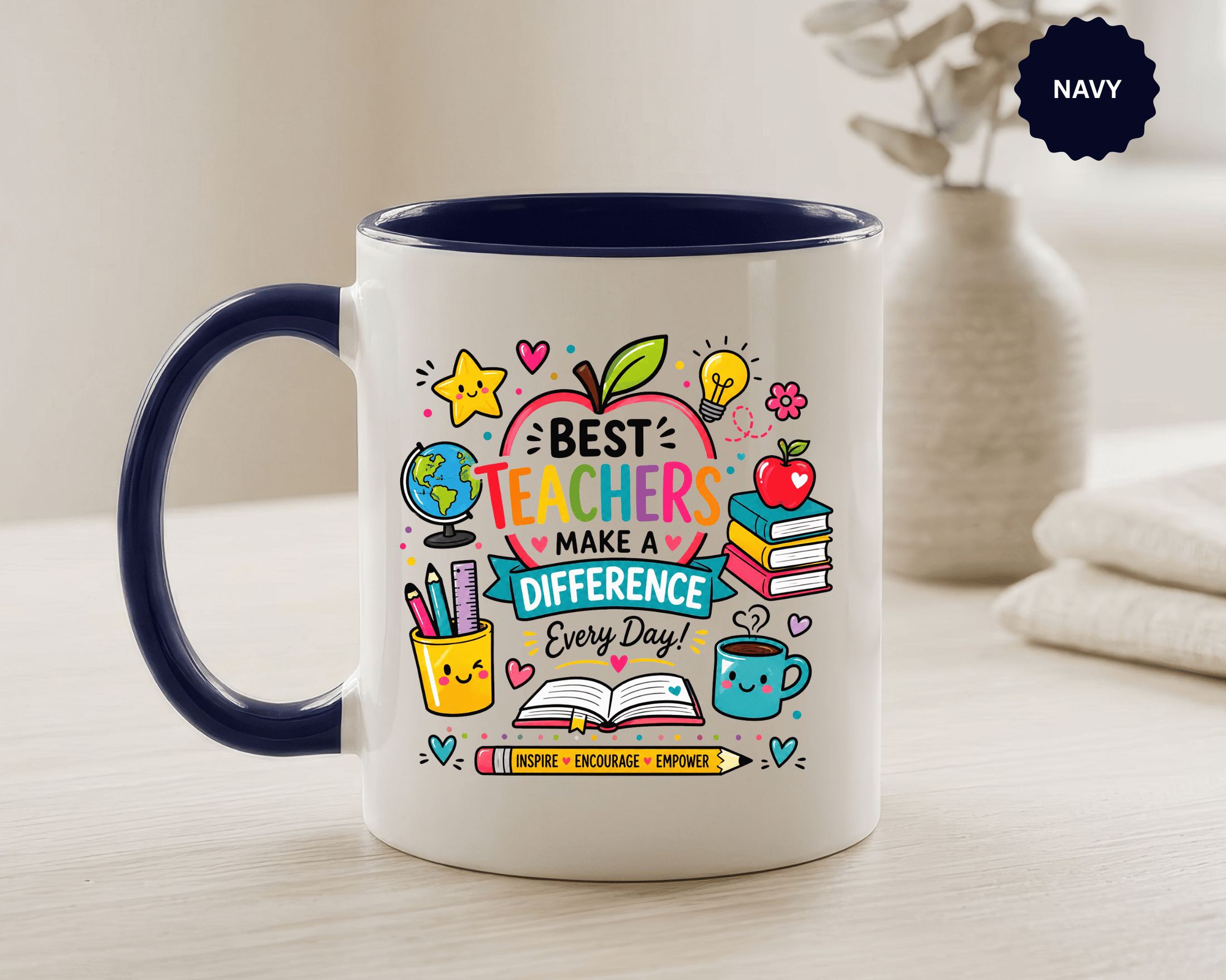 Best Teacher Appreciation Mug, Teachers Make a Difference Coffee Cup, Thank You Gift for Educator, End of Year or Christmas Keepsake