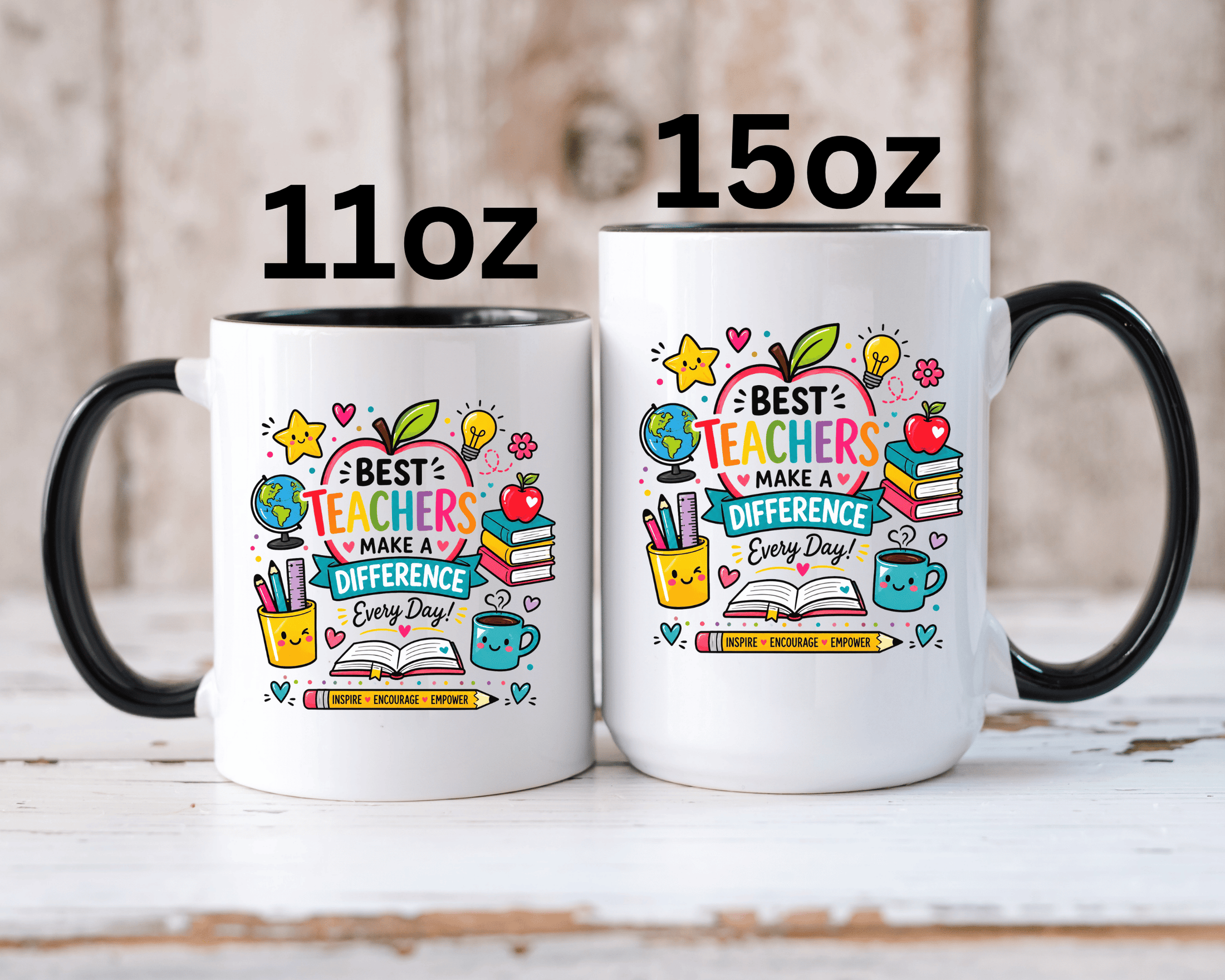 Best Teacher Appreciation Mug, Teachers Make a Difference Coffee Cup, Thank You Gift for Educator, End of Year or Christmas Keepsake