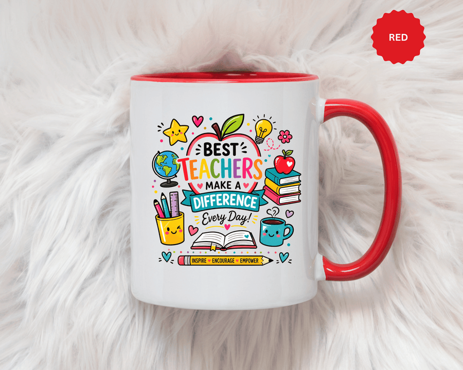 Best Teacher Appreciation Mug, Teachers Make a Difference Coffee Cup, Thank You Gift for Educator, End of Year or Christmas Keepsake