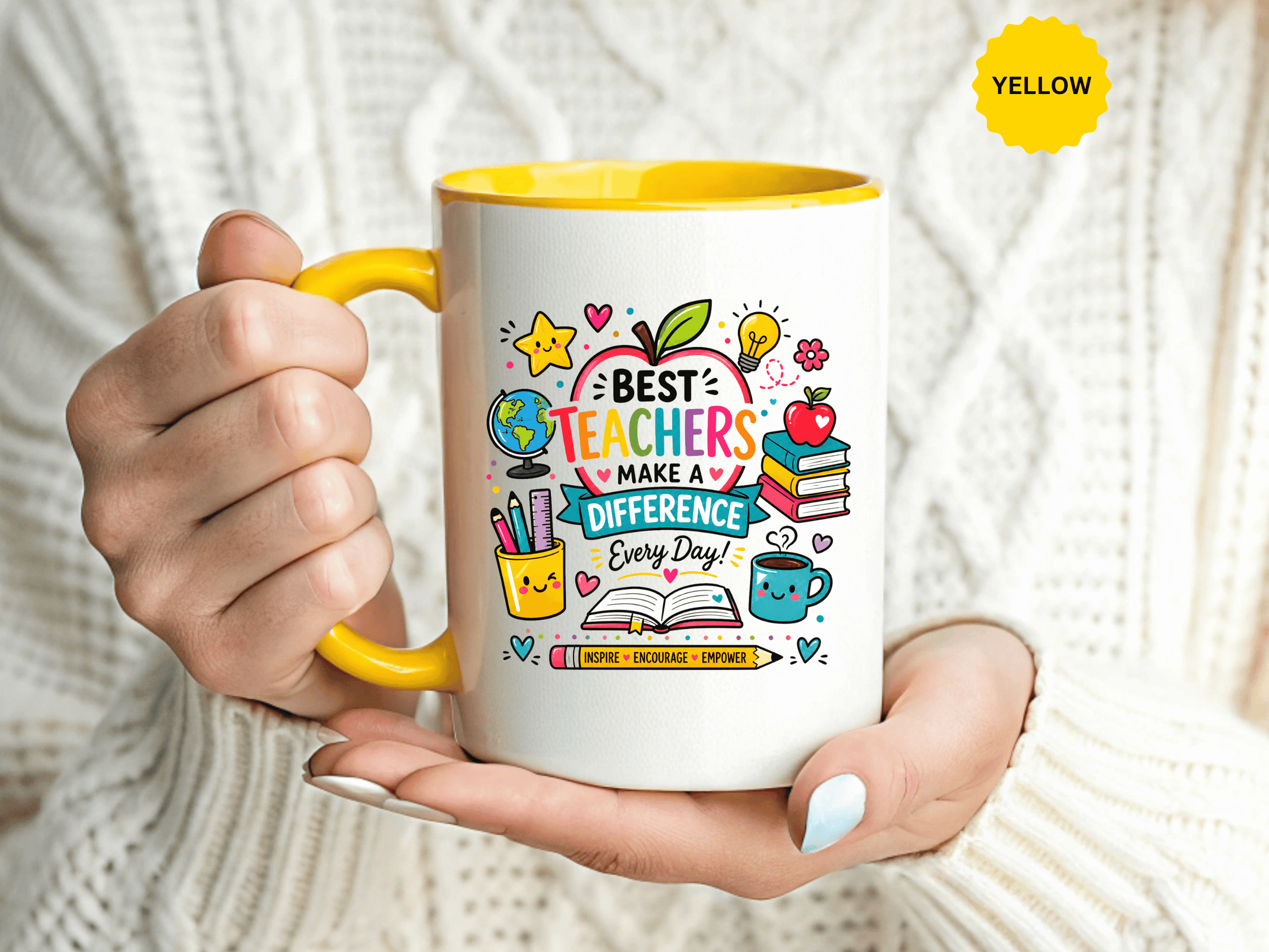 Best Teacher Appreciation Mug, Teachers Make a Difference Coffee Cup, Thank You Gift for Educator, End of Year or Christmas Keepsake