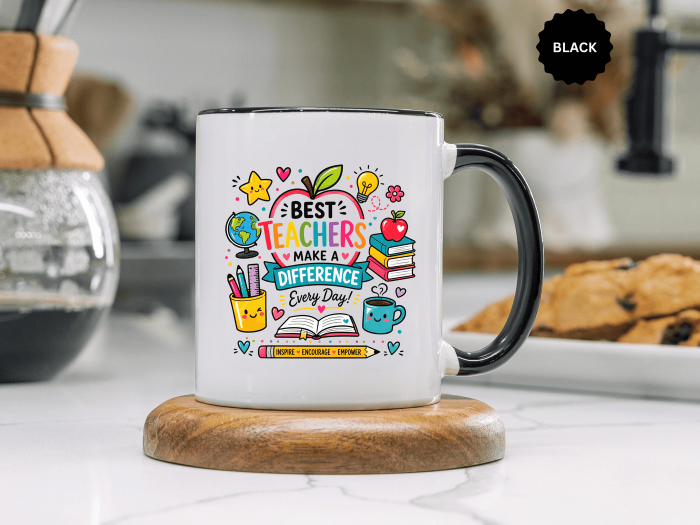Best Teacher Appreciation Mug, Teachers Make a Difference Coffee Cup, Thank You Gift for Educator, End of Year or Christmas Keepsake