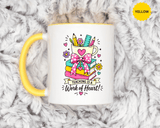 Teaching Is a Work of Heart Mug, Teacher Appreciation Coffee Cup, Thank You Gift for Educator, End of Year Classroom Keepsake for Her
