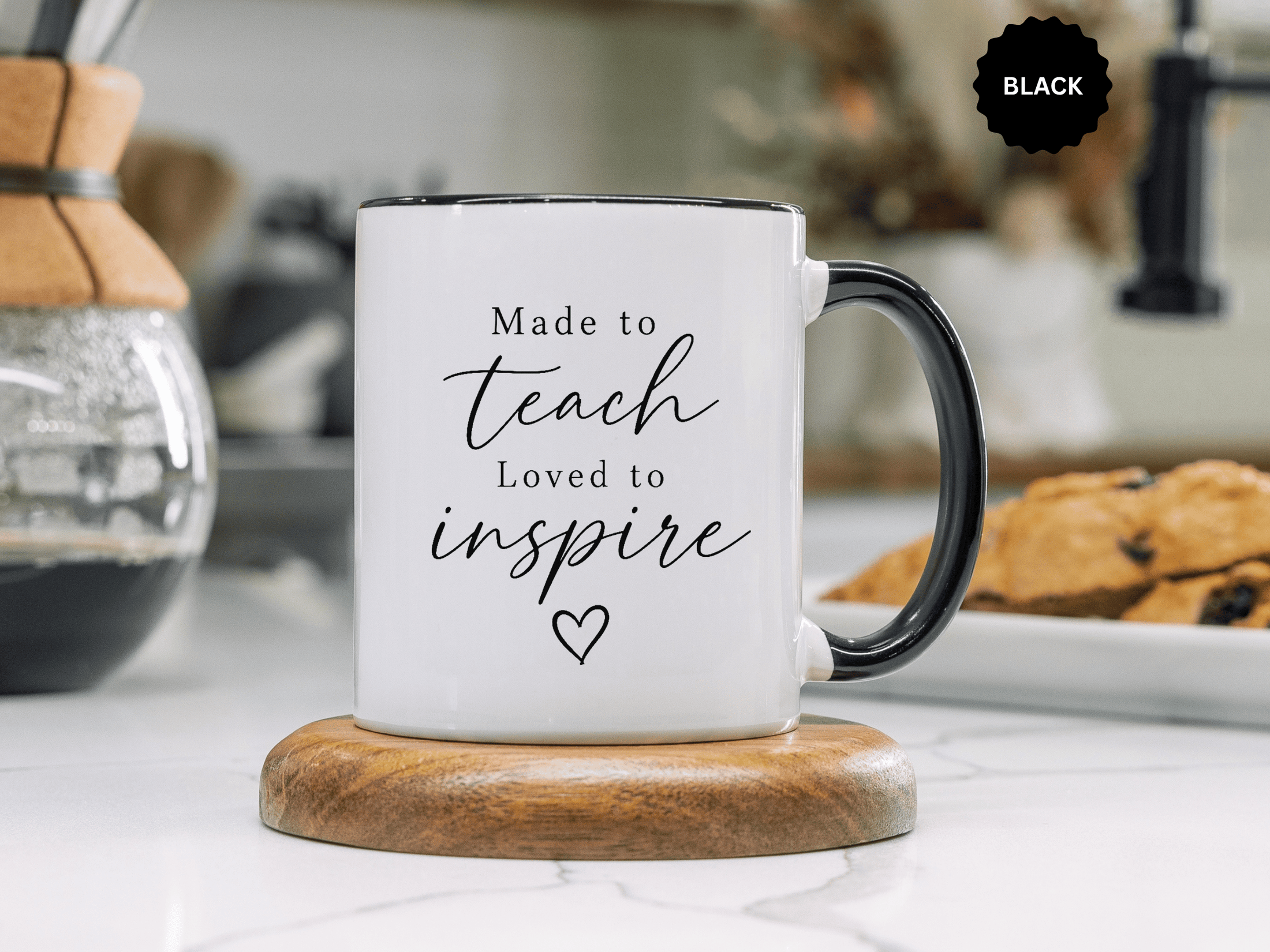 Made to Teach Loved to Inspire Mug, Inspirational Teacher Coffee Cup, Educator Appreciation Gift, End of Year Classroom Keepsake for Her