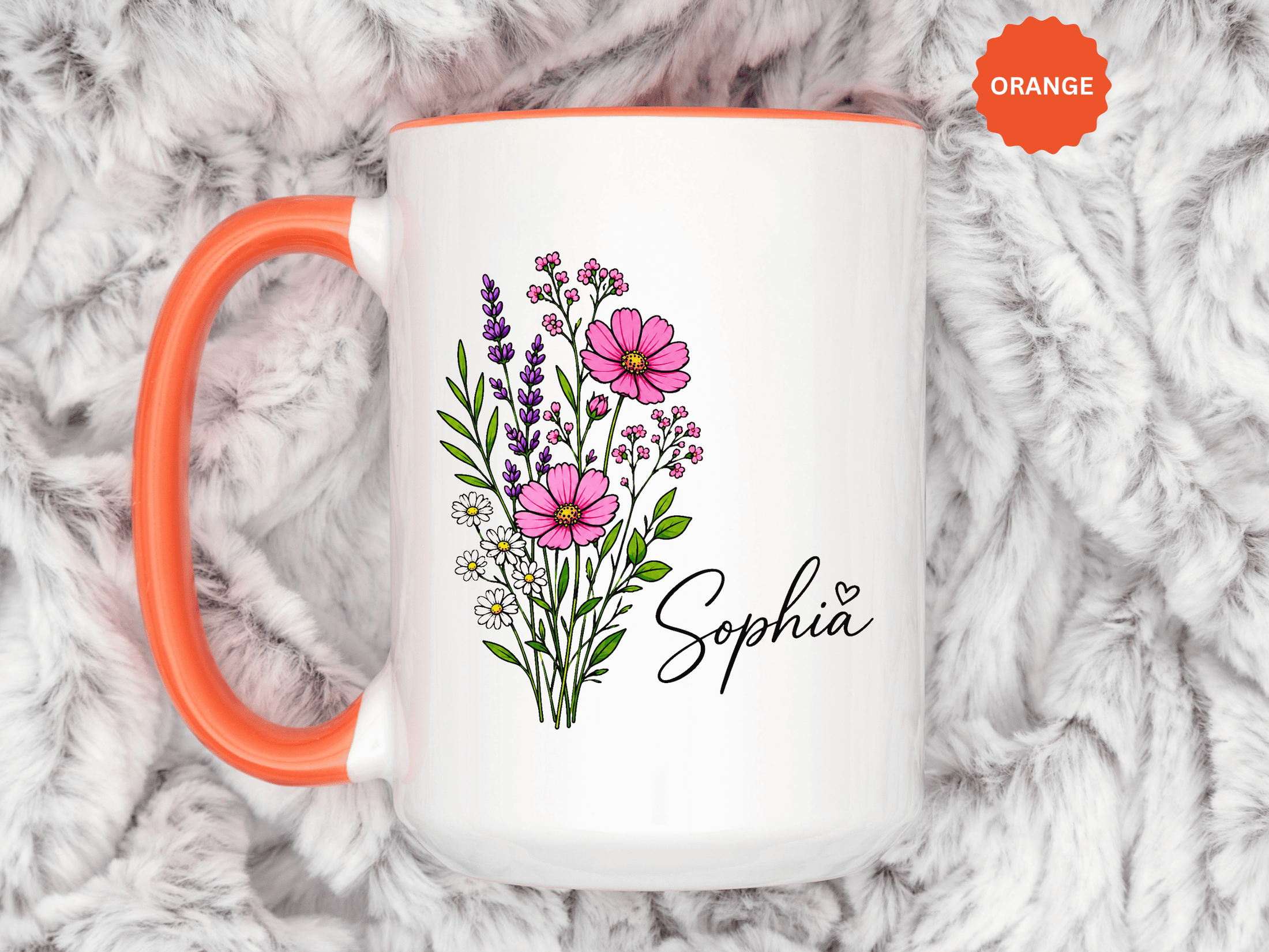 Personalized Floral Name Mug, Custom Wildflower Coffee Cup for Her, Birthday Gift for Women, Botanical Friend or Coworker Keepsake