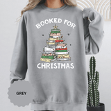 Booked for Christmas Sweatshirt, Book Lover Holiday Crewneck, Christmas Tree Books Pullover, Cozy Reading Gift for Librarian or Bookworm