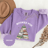 Booked for Christmas Sweatshirt, Book Lover Holiday Crewneck, Christmas Tree Books Pullover, Cozy Reading Gift for Librarian or Bookworm