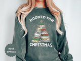 Booked for Christmas Sweatshirt, Book Lover Holiday Crewneck, Christmas Tree Books Pullover, Cozy Reading Gift for Librarian or Bookworm